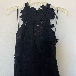 Black Floral Lace Mini Dress